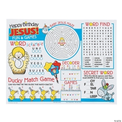 Happy Bday Jesus 2-Sided 31cm Activity Sheets -24 PACK